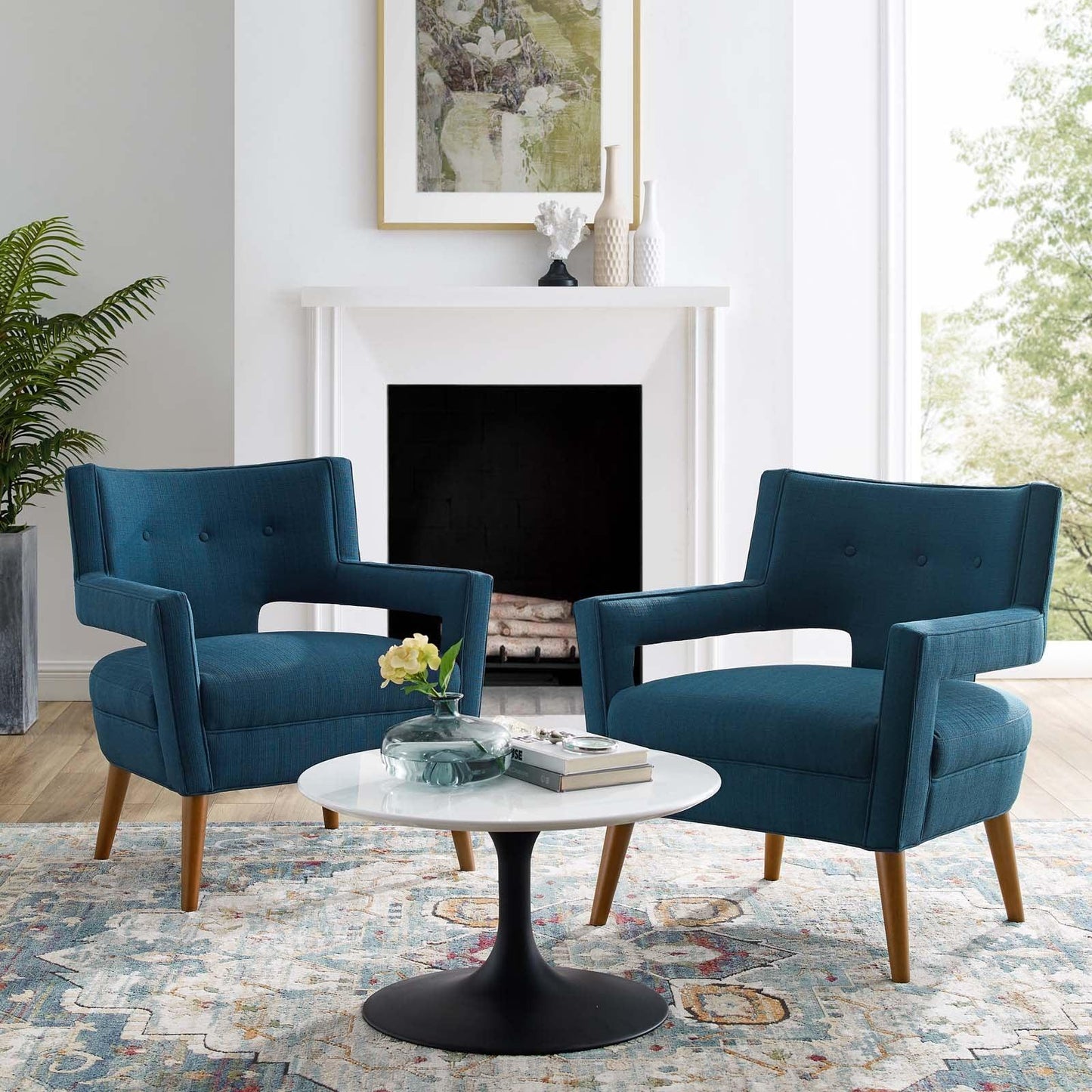 Modway Sheer Upholstered Fabric Armchair Set of 2 FredCo