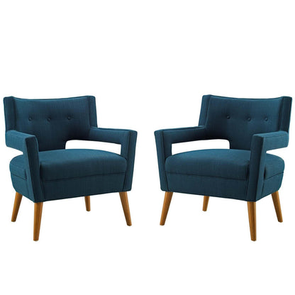Modway Sheer Upholstered Fabric Armchair Set of 2 FredCo