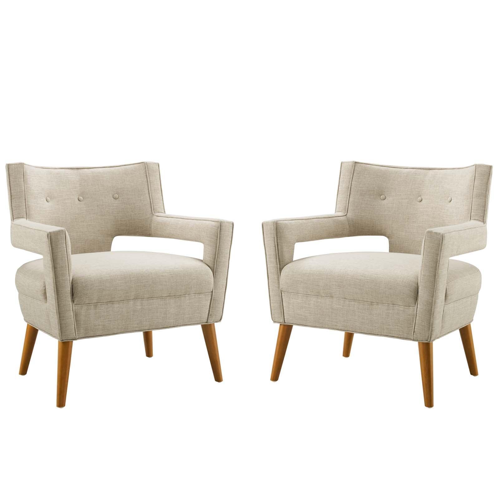 Modway Sheer Upholstered Fabric Armchair Set of 2 FredCo