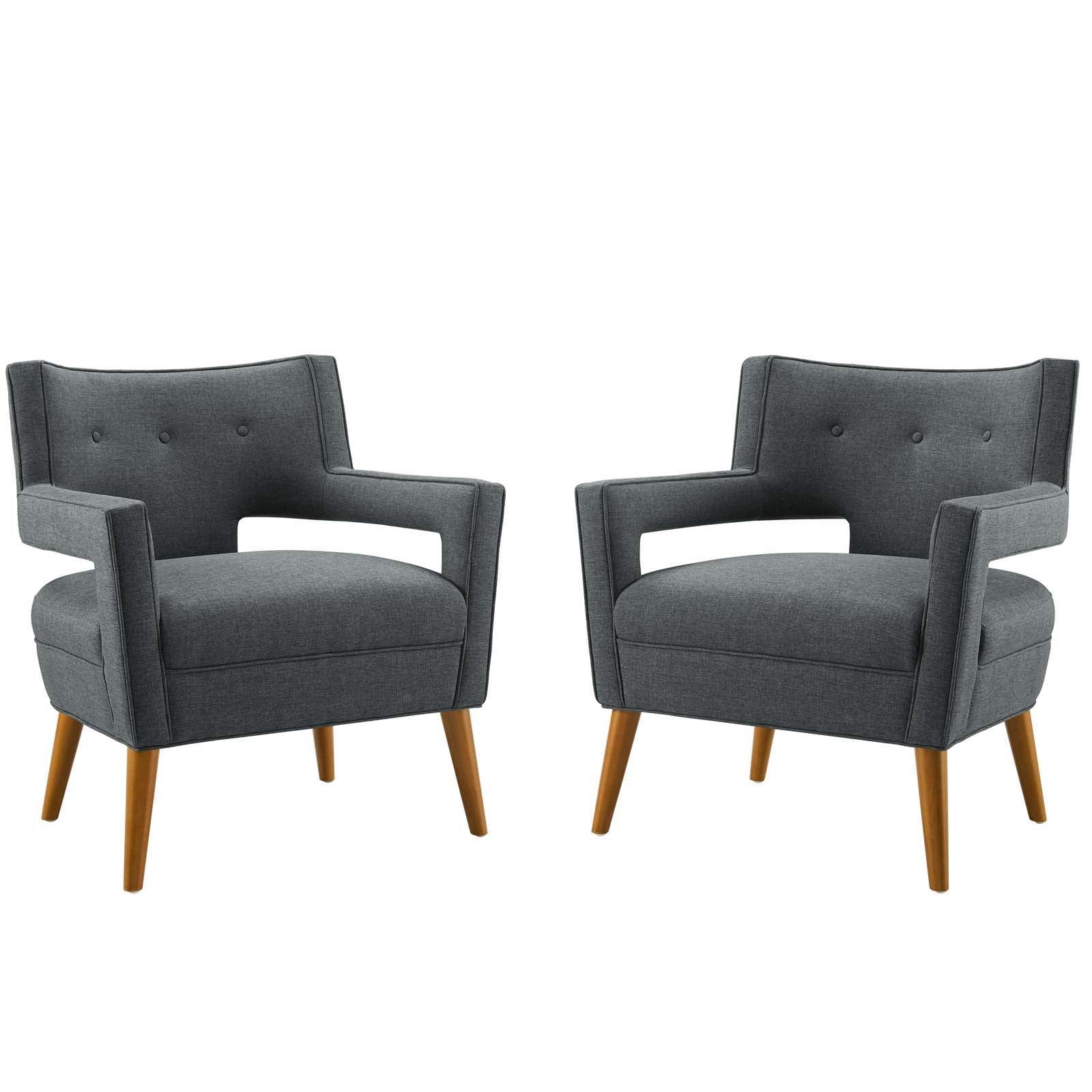 Modway Sheer Upholstered Fabric Armchair Set of 2 FredCo