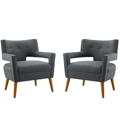 Modway Sheer Upholstered Fabric Armchair Set of 2 FredCo