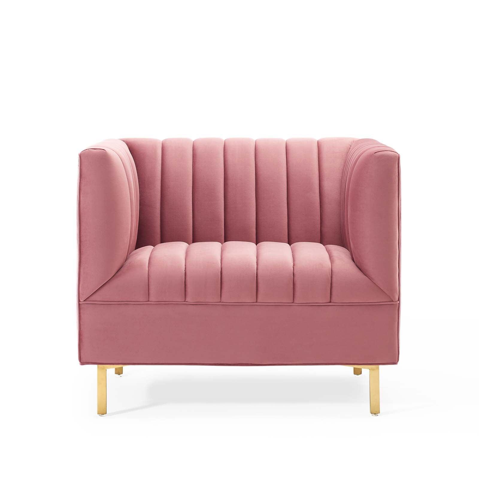 Modway Shift Channel Tufted Performance Velvet Armchair FredCo
