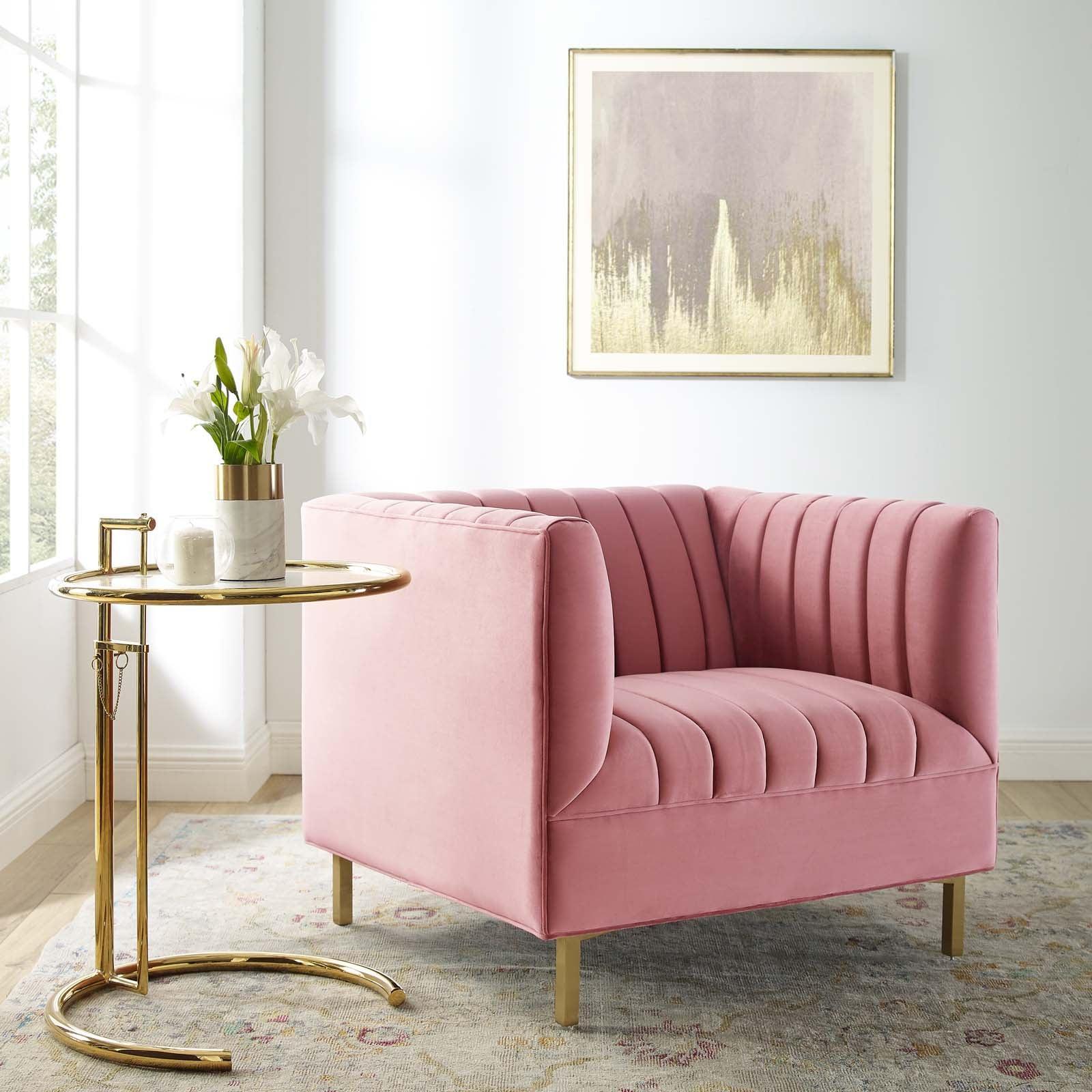 Modway Shift Channel Tufted Performance Velvet Armchair FredCo