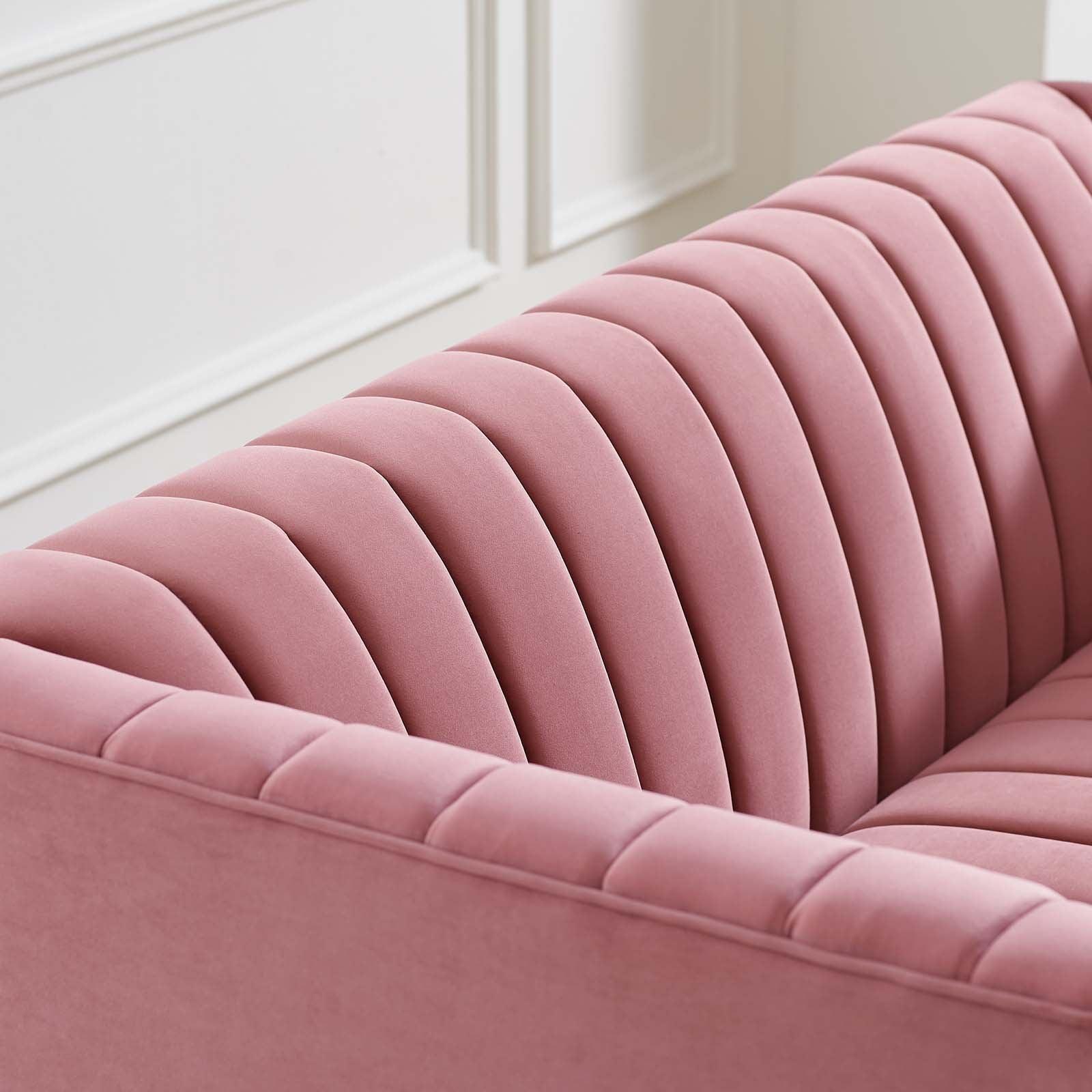 Modway Shift Channel Tufted Performance Velvet Loveseat FredCo