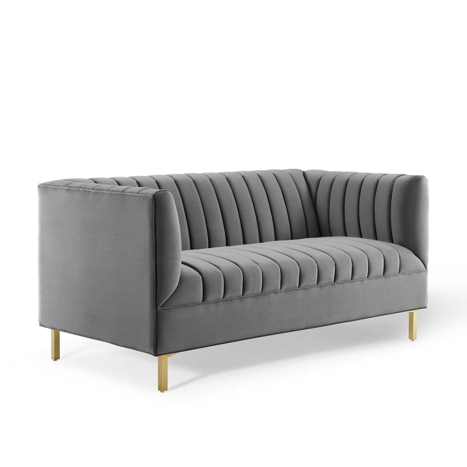 Modway Shift Channel Tufted Performance Velvet Loveseat FredCo