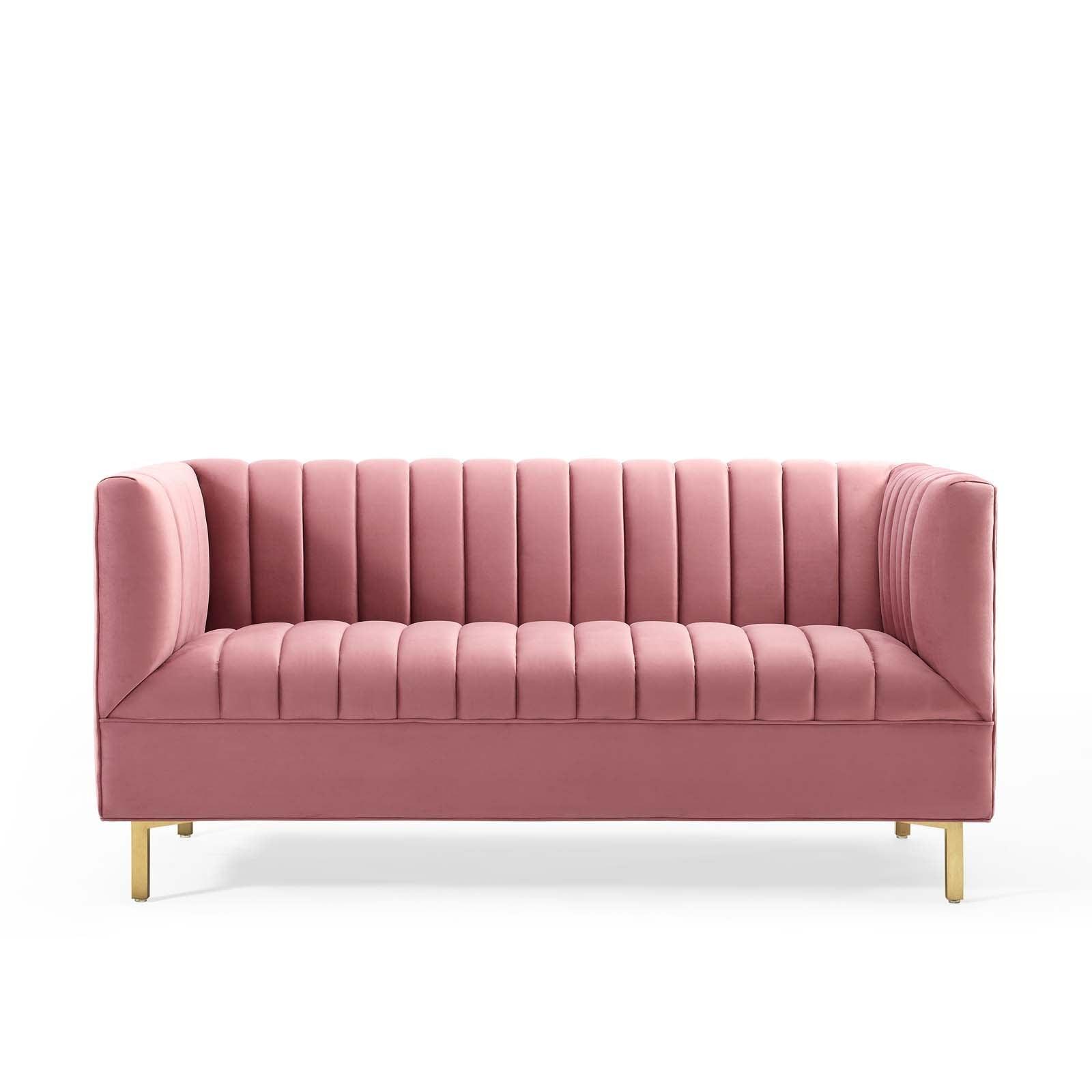 Modway Shift Channel Tufted Performance Velvet Loveseat FredCo