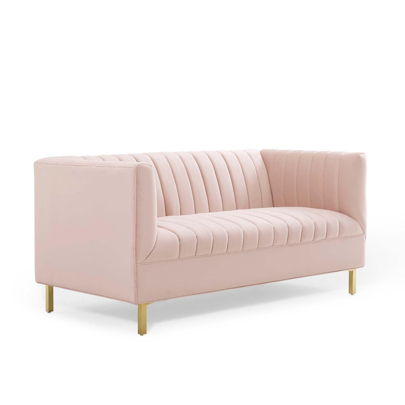 Modway Shift Channel Tufted Performance Velvet Loveseat FredCo