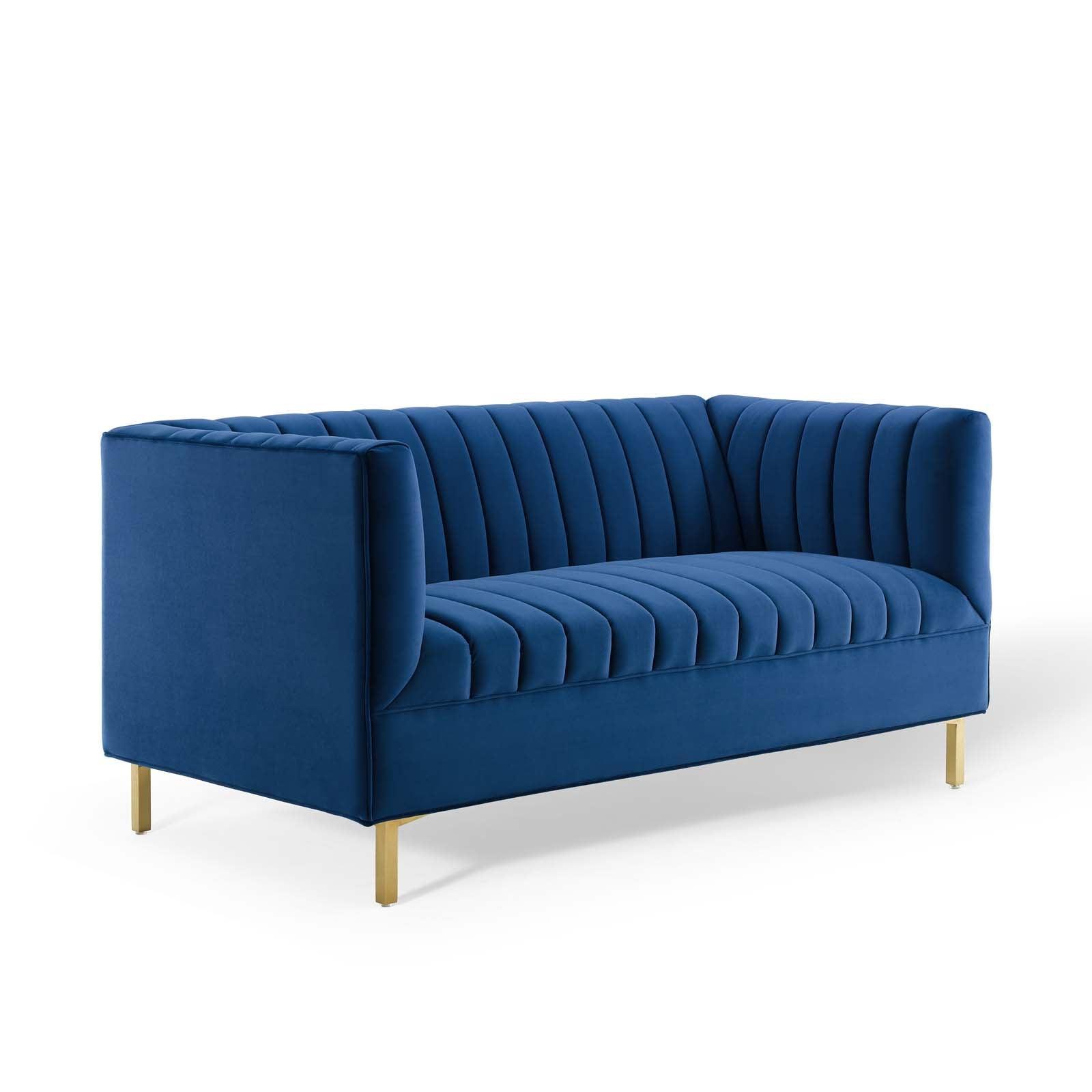 Modway Shift Channel Tufted Performance Velvet Loveseat FredCo