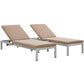 Modway Shore 3 Piece Outdoor Patio Aluminum Chaise with Cushions FredCo