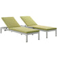 Modway Shore 3 Piece Outdoor Patio Aluminum Chaise with Cushions FredCo