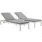 Modway Shore 3 Piece Outdoor Patio Aluminum Chaise with Cushions FredCo