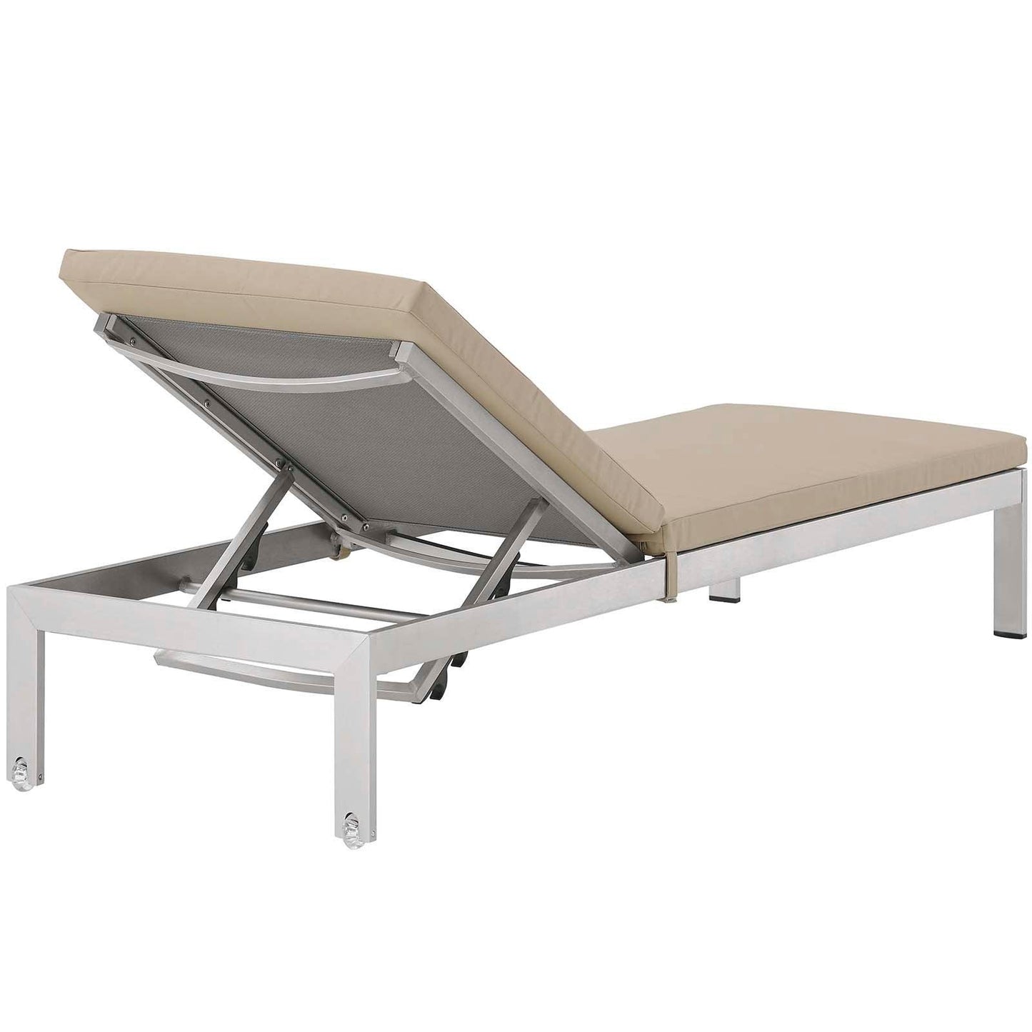 Modway Shore 3 Piece Outdoor Patio Aluminum Chaise with Cushions FredCo