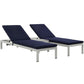 Modway Shore 3 Piece Outdoor Patio Aluminum Chaise with Cushions FredCo