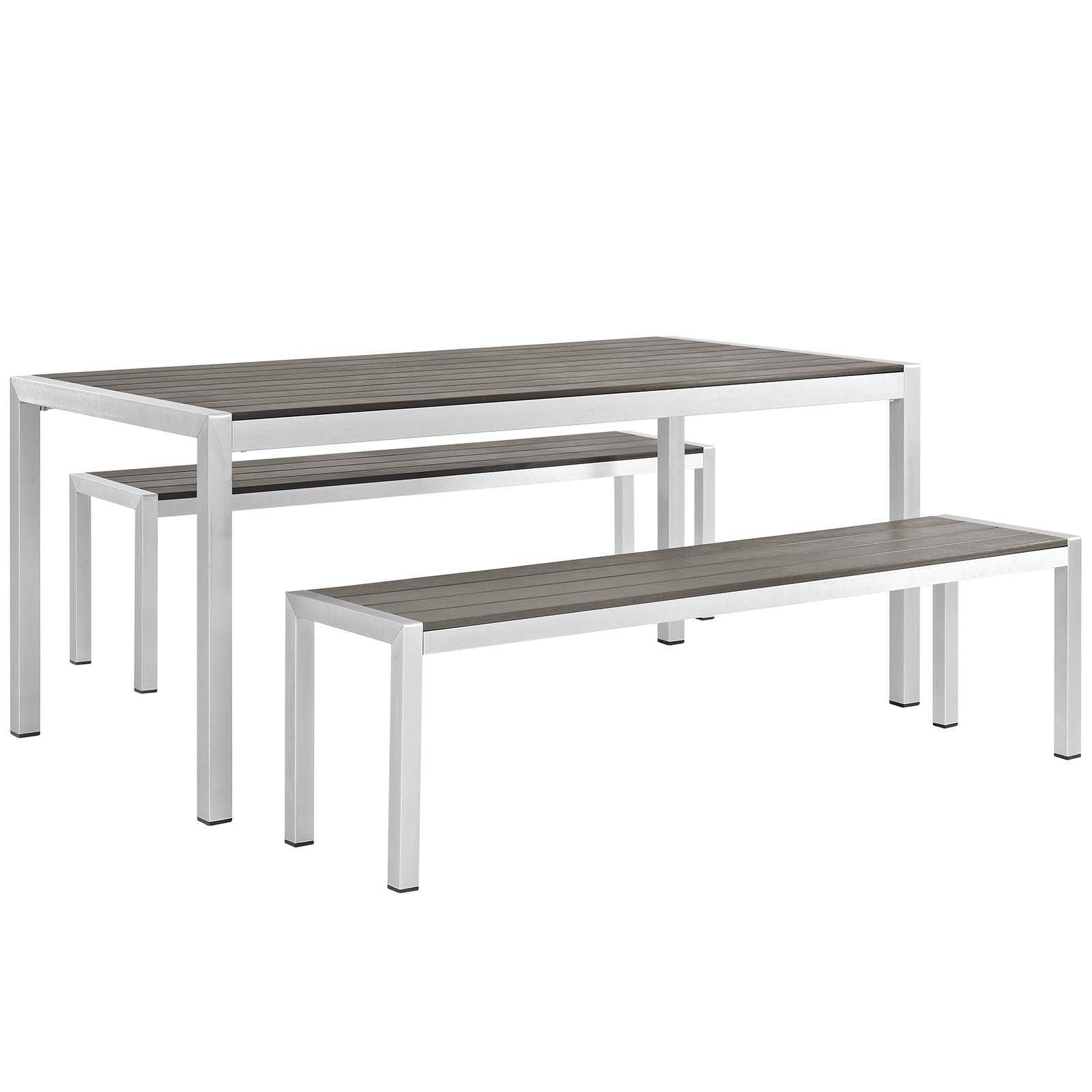 Modway Shore 3 Piece Outdoor Patio Aluminum Dining Set FredCo