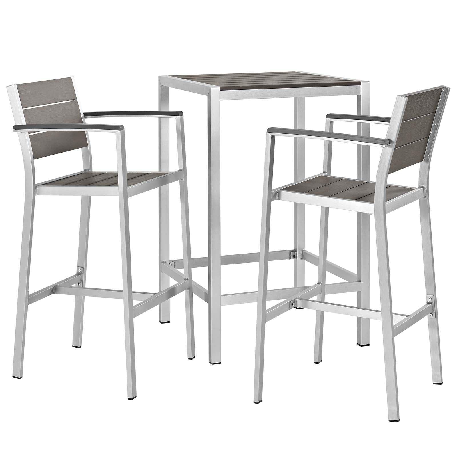 Modway Shore 3 Piece Outdoor Patio Aluminum Pub Set, EEI-3157 FredCo