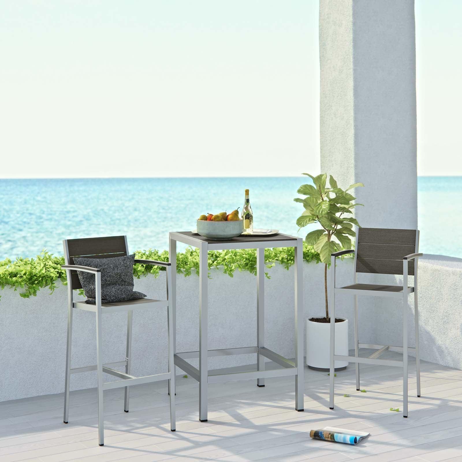Modway Shore 3 Piece Outdoor Patio Aluminum Pub Set, EEI-3157 FredCo
