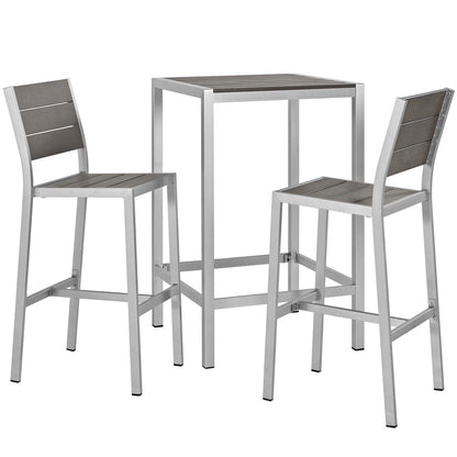 Modway Shore 3 Piece Outdoor Patio Aluminum Pub Set, EEI-3158 FredCo
