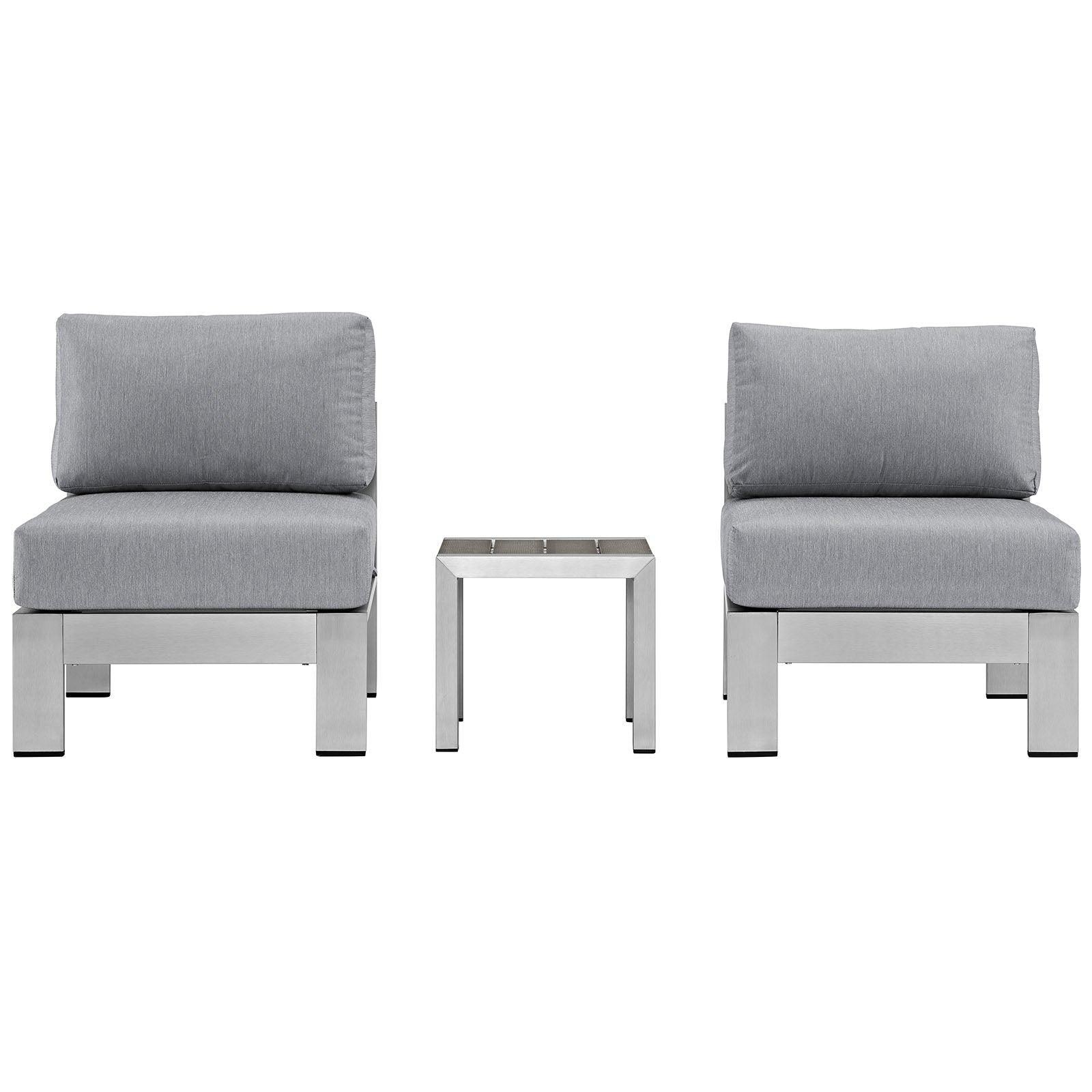 Modway Shore 3 Piece Outdoor Patio Aluminum Sectional Sofa Set FredCo
