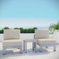 Modway Shore 3 Piece Outdoor Patio Aluminum Sectional Sofa Set FredCo