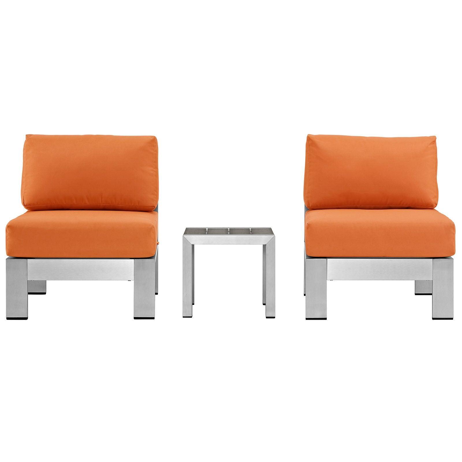 Modway Shore 3 Piece Outdoor Patio Aluminum Sectional Sofa Set FredCo