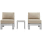 Modway Shore 3 Piece Outdoor Patio Aluminum Sectional Sofa Set FredCo