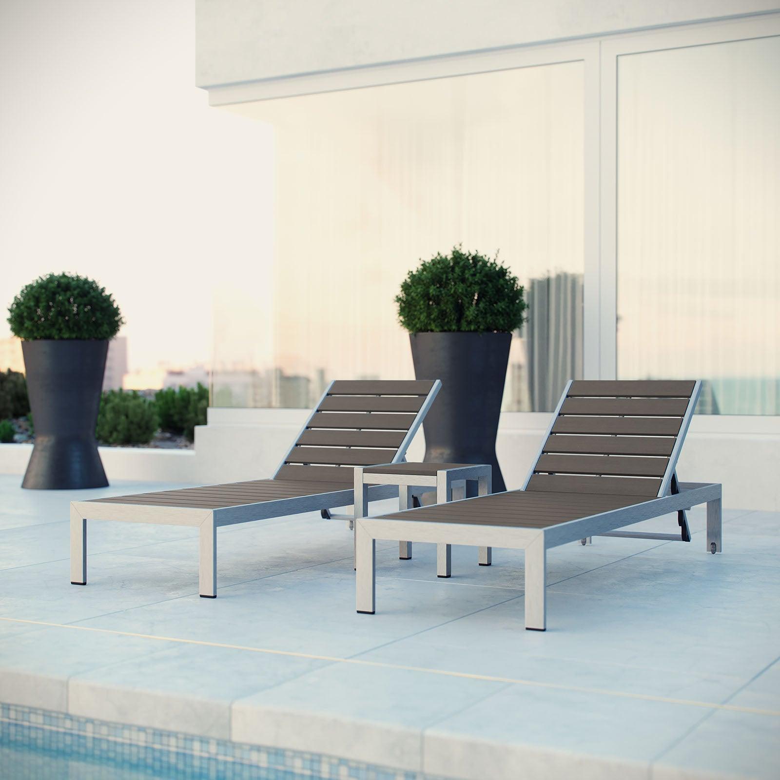 Modway Shore 3 Piece Outdoor Patio Aluminum Set FredCo