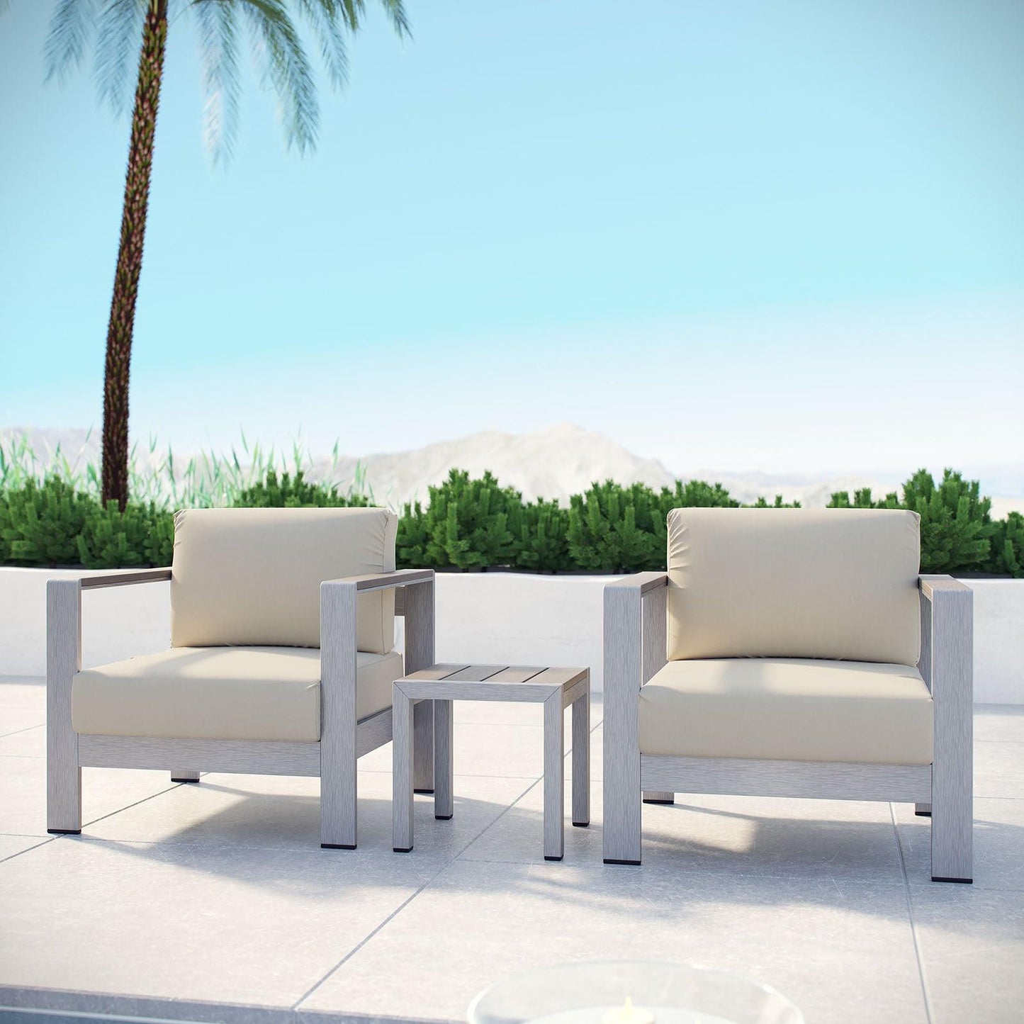 Modway Shore 3 Piece Outdoor Patio Aluminum Set, EEI-2599 FredCo