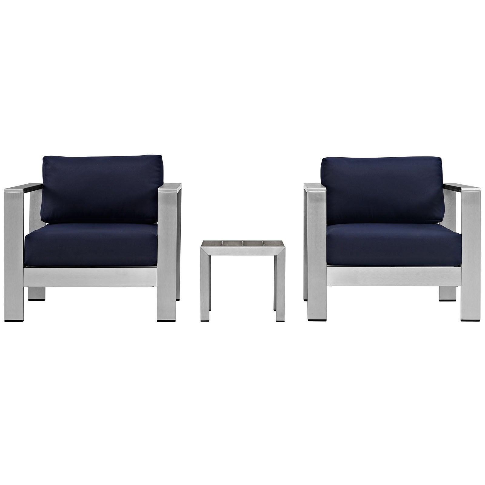 Modway Shore 3 Piece Outdoor Patio Aluminum Set, EEI-2599 FredCo