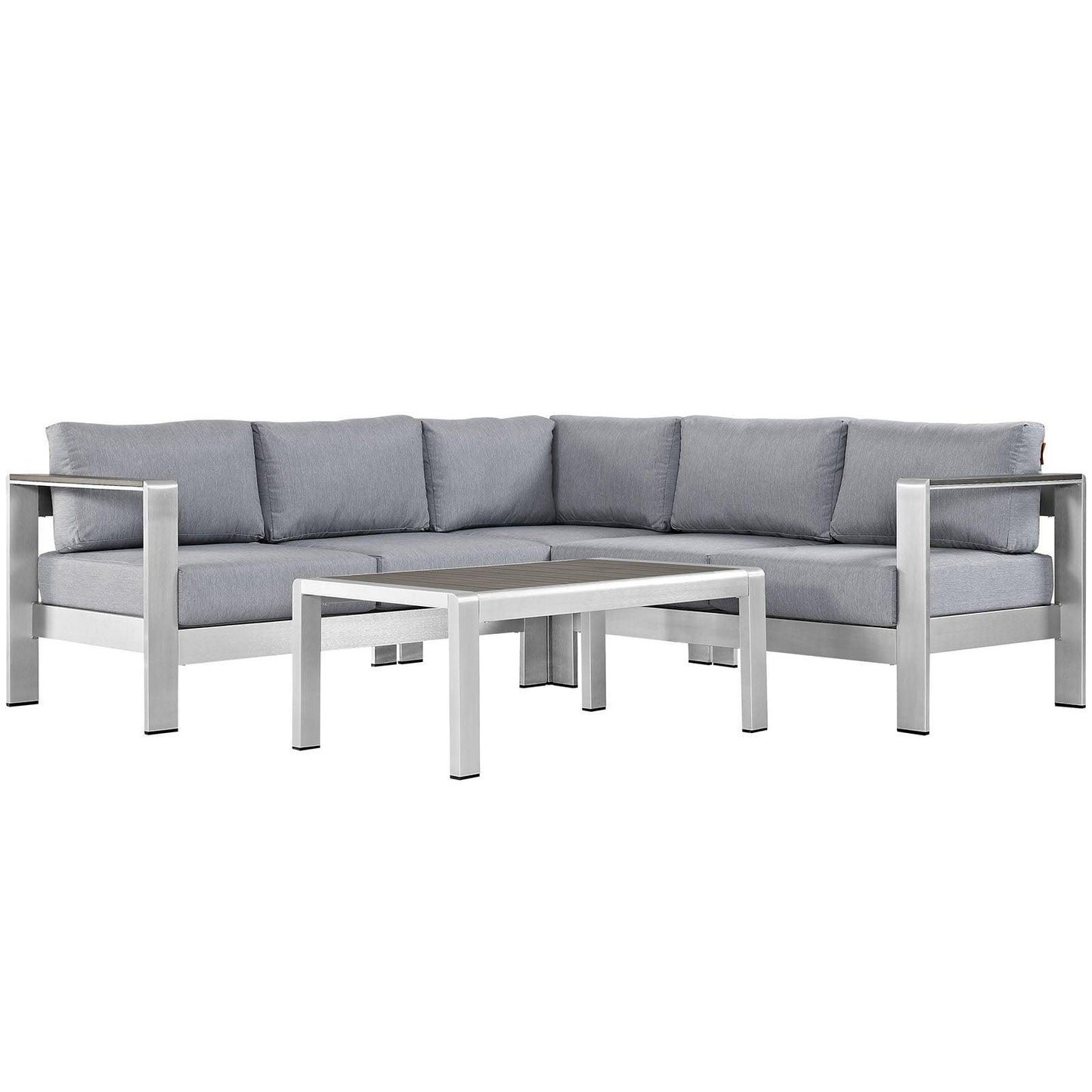Modway Shore 4 Piece Outdoor Patio Aluminum Sectional Sofa Set FredCo