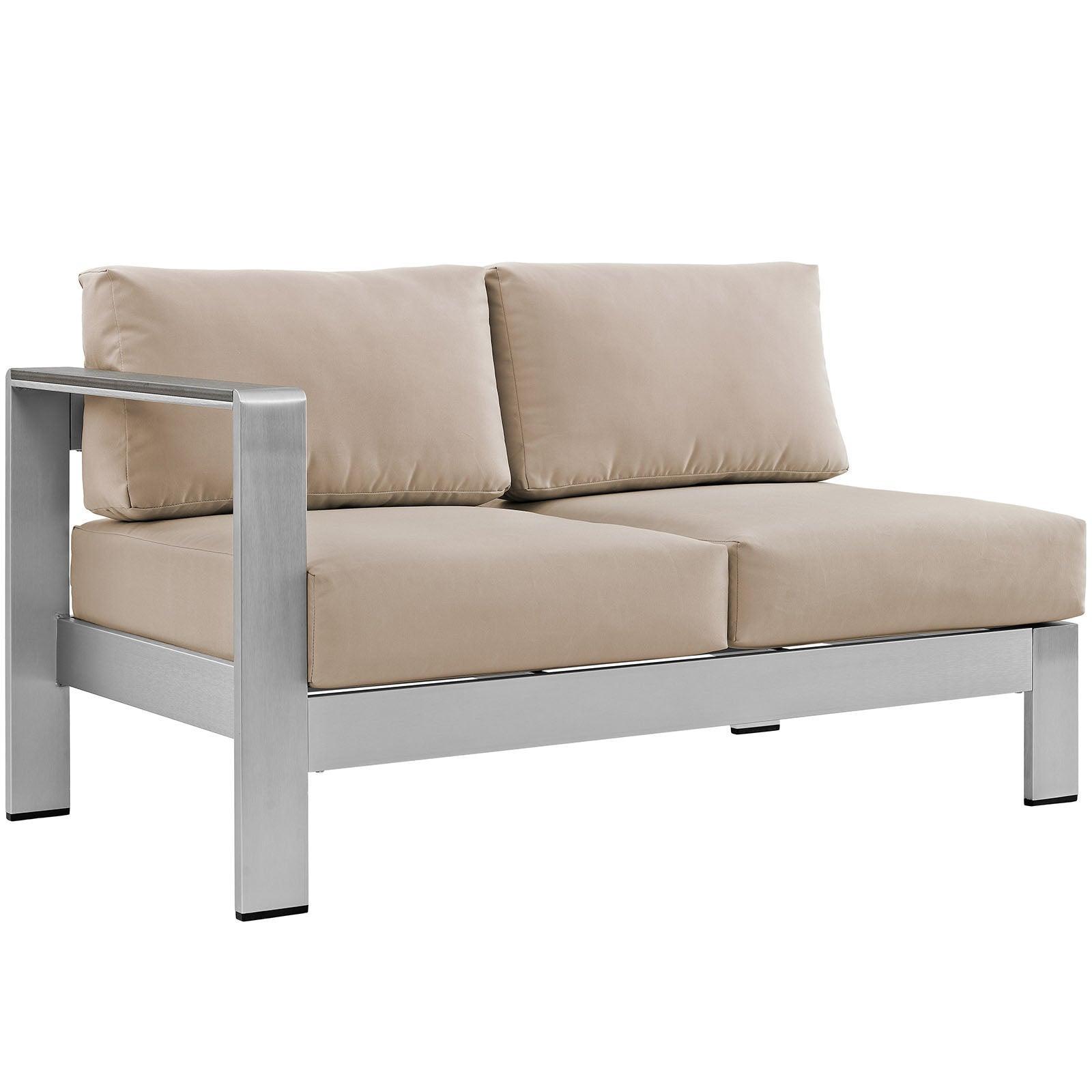 Modway Shore 4 Piece Outdoor Patio Aluminum Sectional Sofa Set FredCo