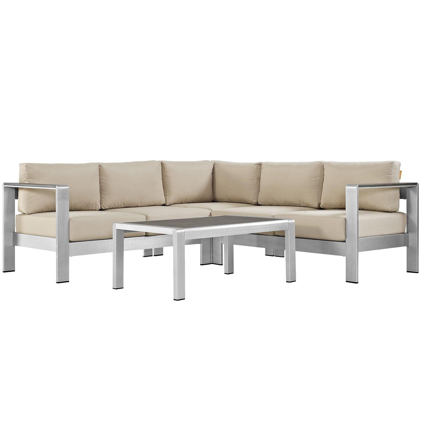 Modway Shore 4 Piece Outdoor Patio Aluminum Sectional Sofa Set FredCo