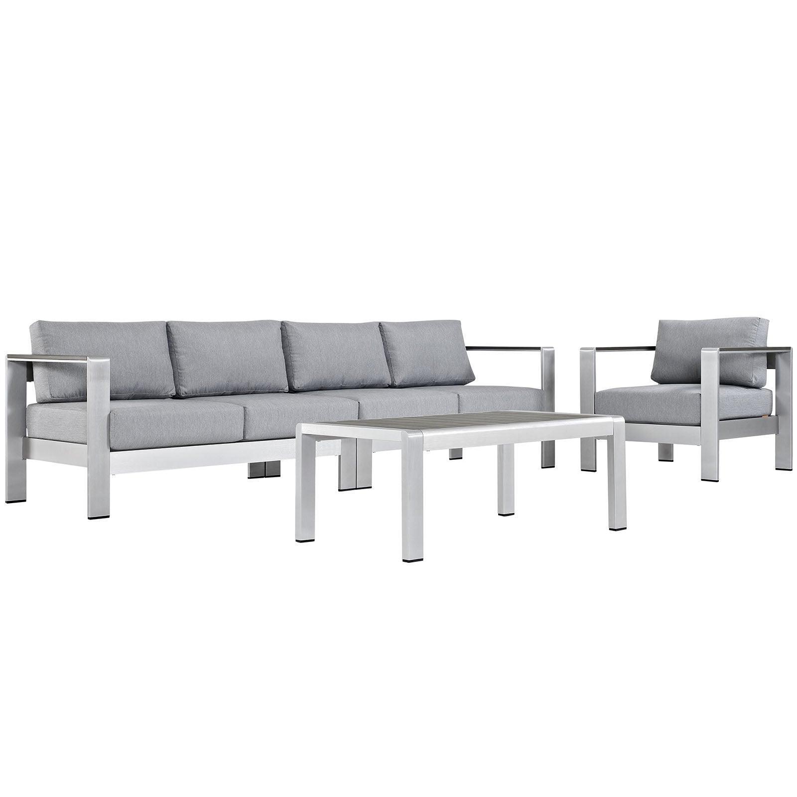 Modway Shore 4 Piece Outdoor Patio Aluminum Sectional Sofa Set, EEI-2563 FredCo