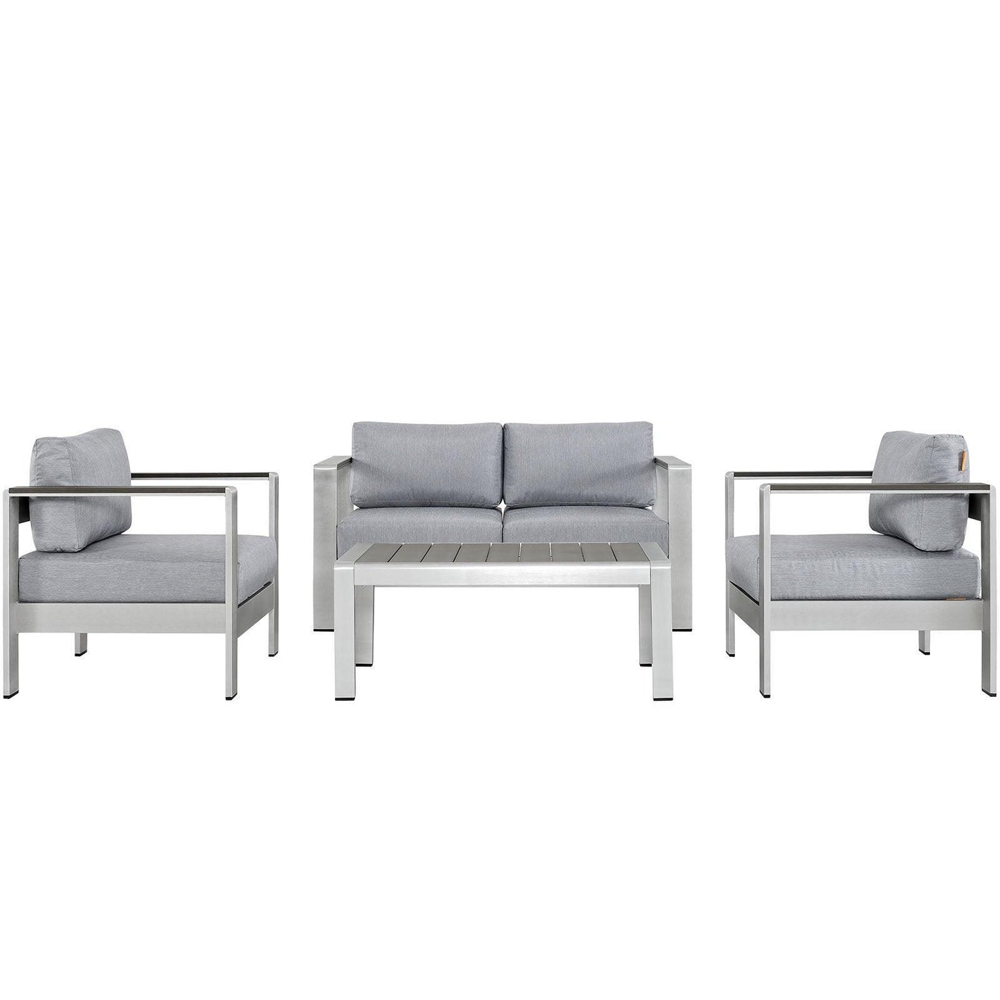 Modway Shore 4 Piece Outdoor Patio Aluminum Sectional Sofa Set, EEI-2567 FredCo