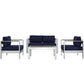 Modway Shore 4 Piece Outdoor Patio Aluminum Sectional Sofa Set, EEI-2567 FredCo