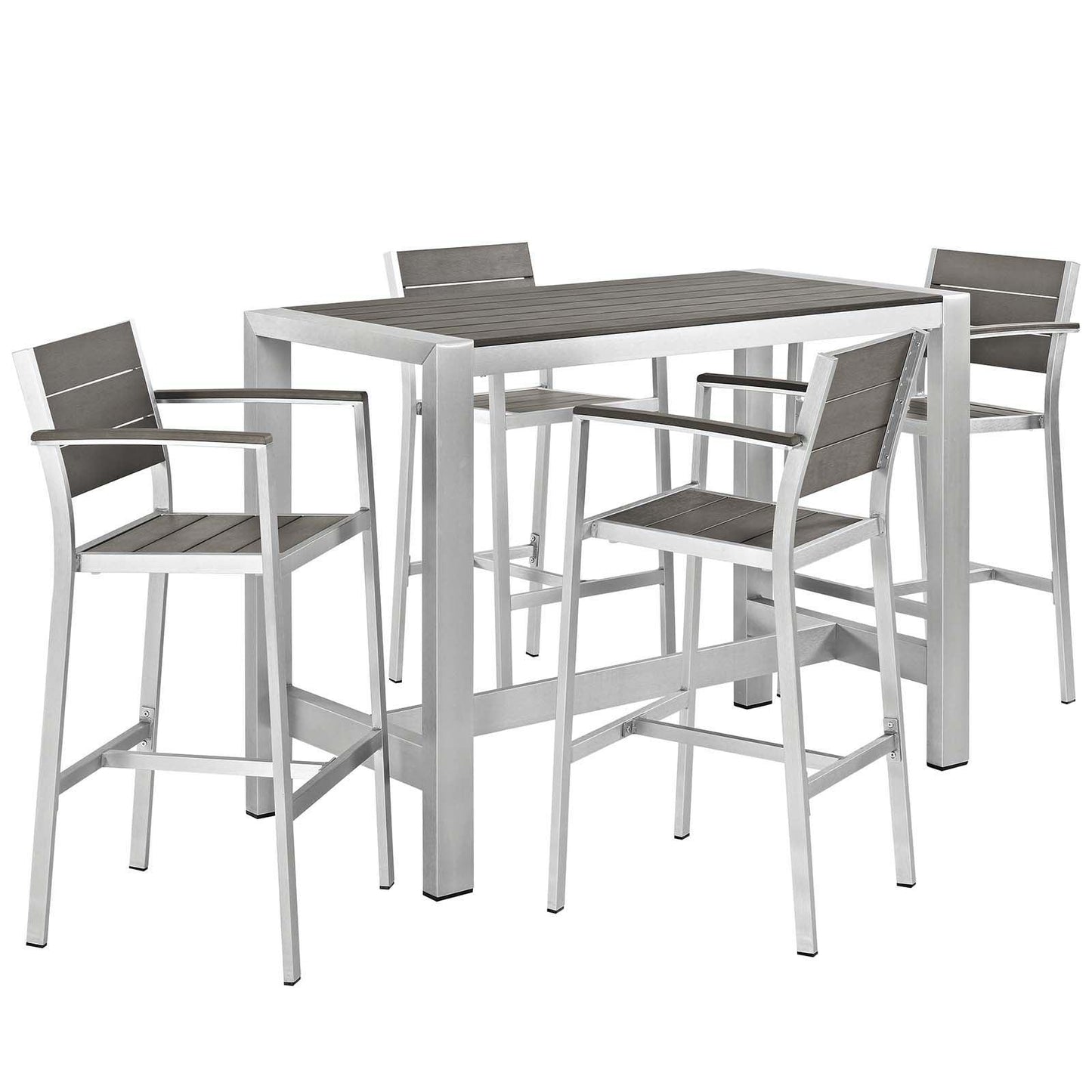 Modway Shore 5 Piece Outdoor Patio Aluminum Dining Set FredCo
