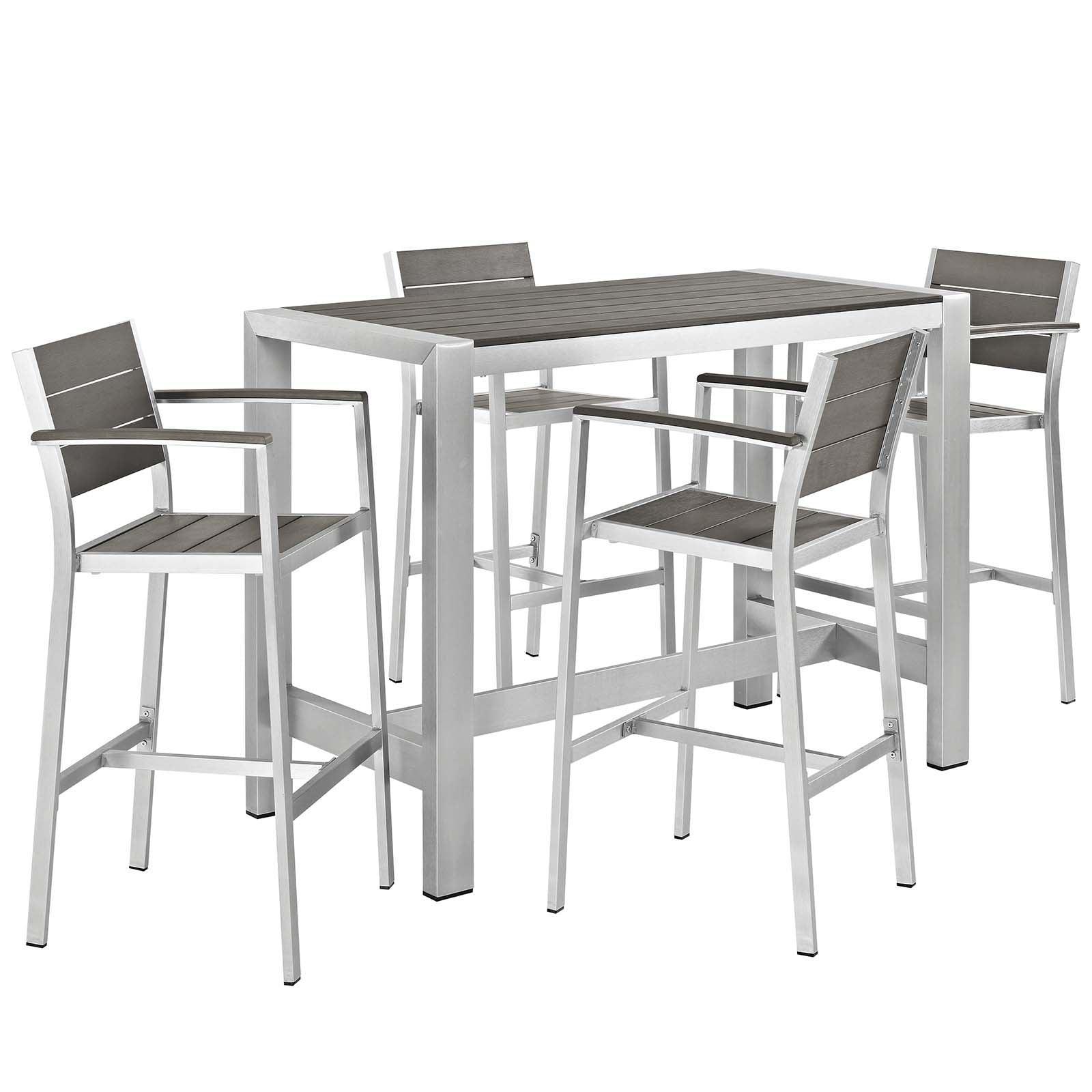 Modway Shore 5 Piece Outdoor Patio Aluminum Dining Set FredCo