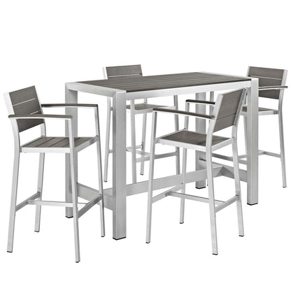Modway Shore 5 Piece Outdoor Patio Aluminum Dining Set FredCo