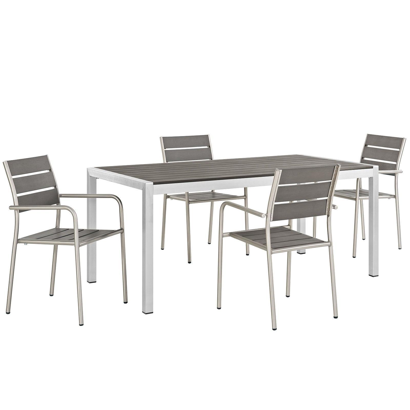 Modway Shore 5 Piece Outdoor Patio Aluminum Dining Set, EEI-2481 FredCo