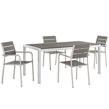 Modway Shore 5 Piece Outdoor Patio Aluminum Dining Set, EEI-2481 FredCo