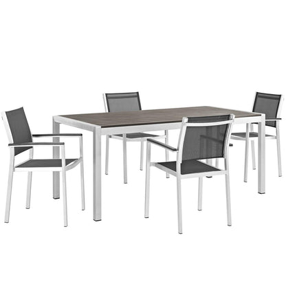 Modway Shore 5 Piece Outdoor Patio Aluminum Dining Set, EEI-2483 FredCo