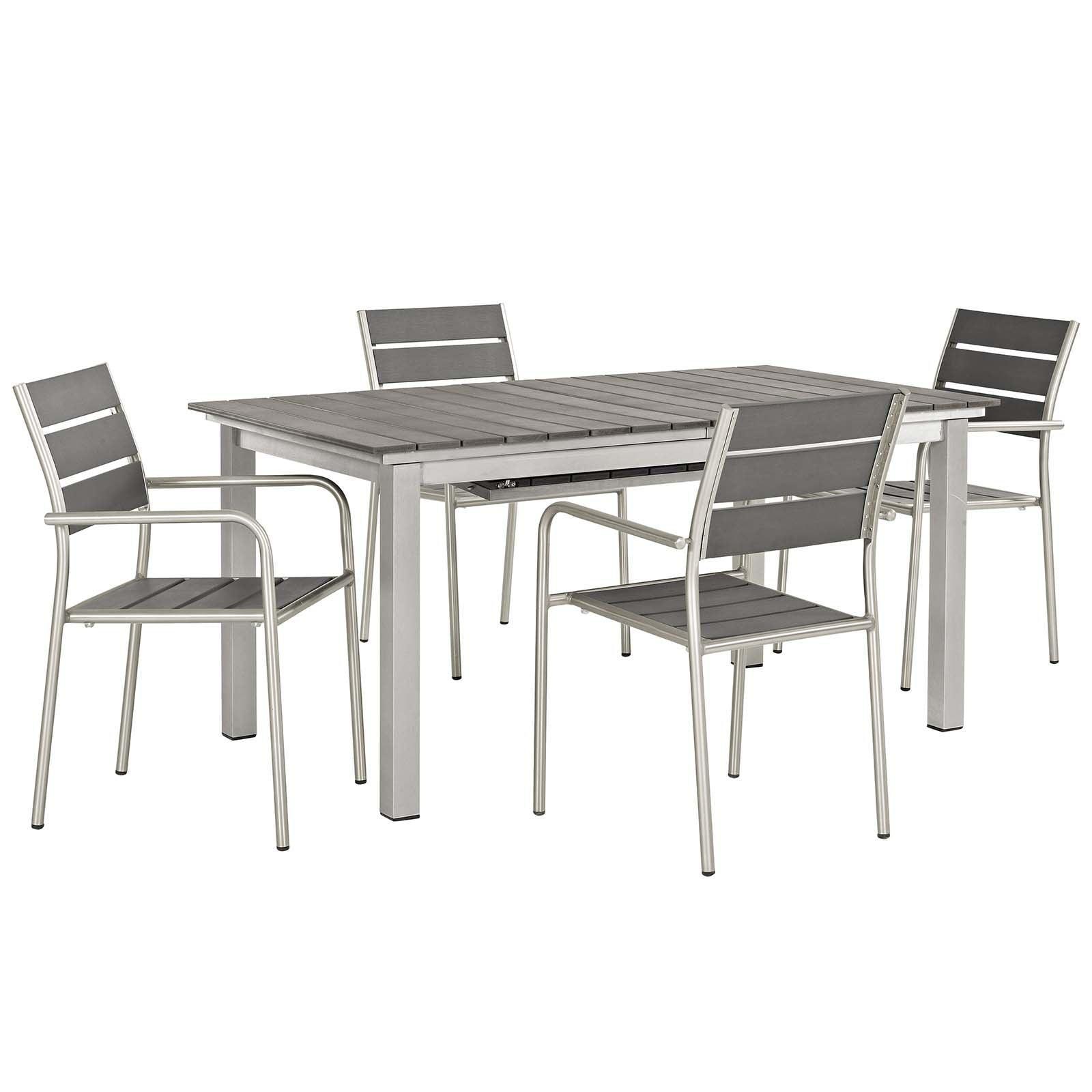 Modway Shore 5 Piece Outdoor Patio Aluminum Dining Set, EEI-3197 FredCo