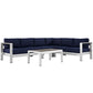 Modway Shore 5 Piece Outdoor Patio Aluminum Sectional Sofa Set FredCo