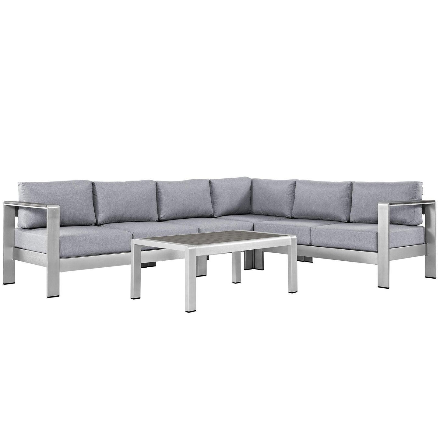 Modway Shore 5 Piece Outdoor Patio Aluminum Sectional Sofa Set FredCo