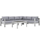 Modway Shore 5 Piece Outdoor Patio Aluminum Sectional Sofa Set FredCo