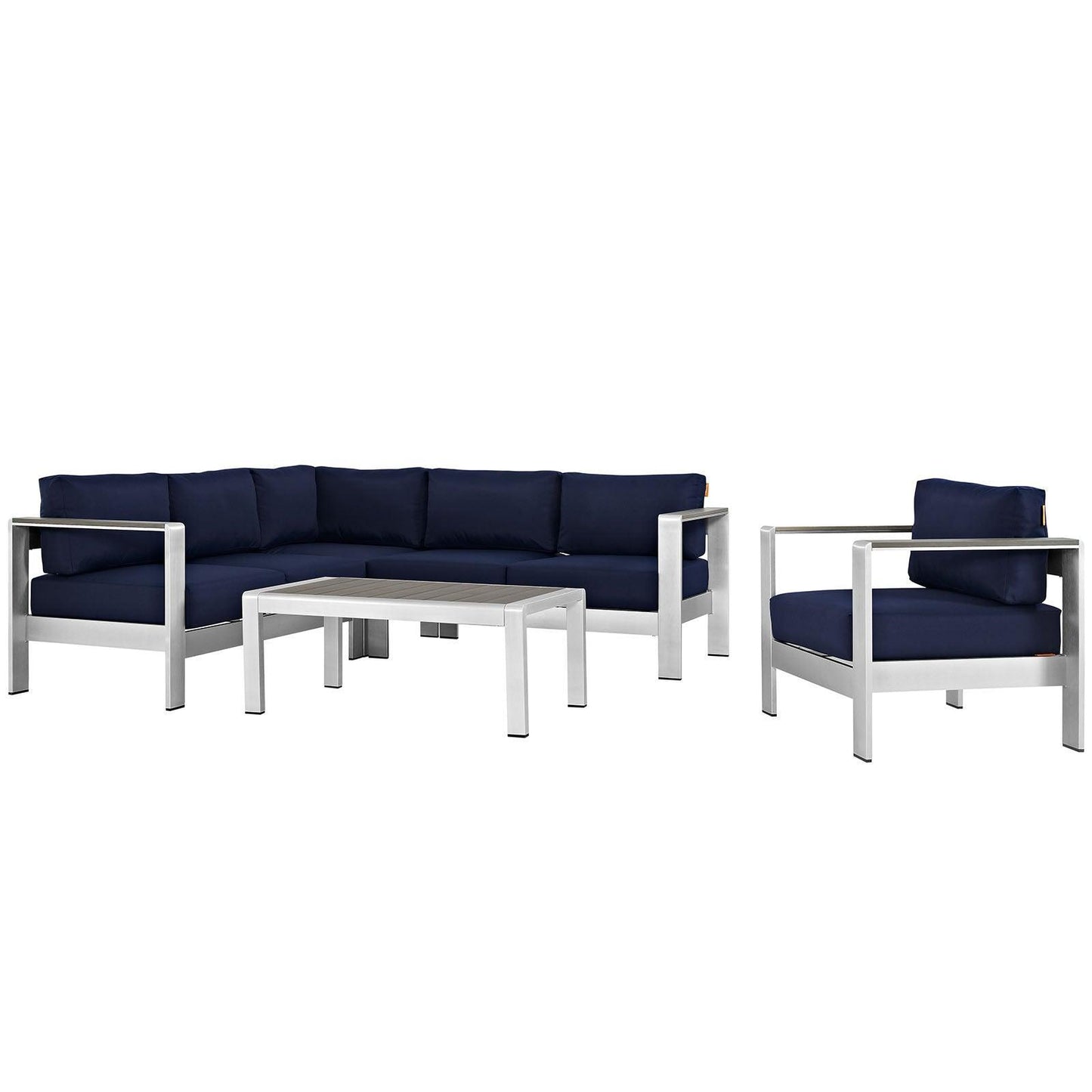 Modway Shore 5 Piece Outdoor Patio Aluminum Sectional Sofa Set, EEI-2560 FredCo