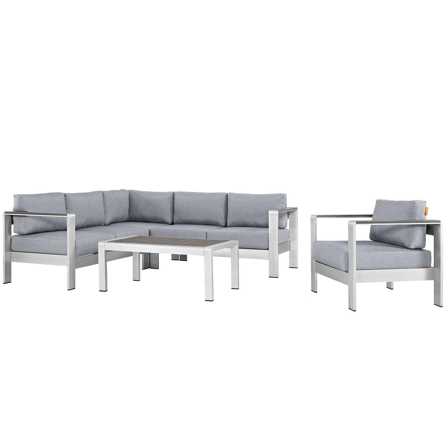 Modway Shore 5 Piece Outdoor Patio Aluminum Sectional Sofa Set, EEI-2560 FredCo