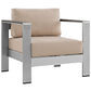 Modway Shore 6 Piece Outdoor Patio Aluminum Sectional Sofa Set FredCo