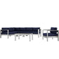 Modway Shore 6 Piece Outdoor Patio Aluminum Sectional Sofa Set FredCo