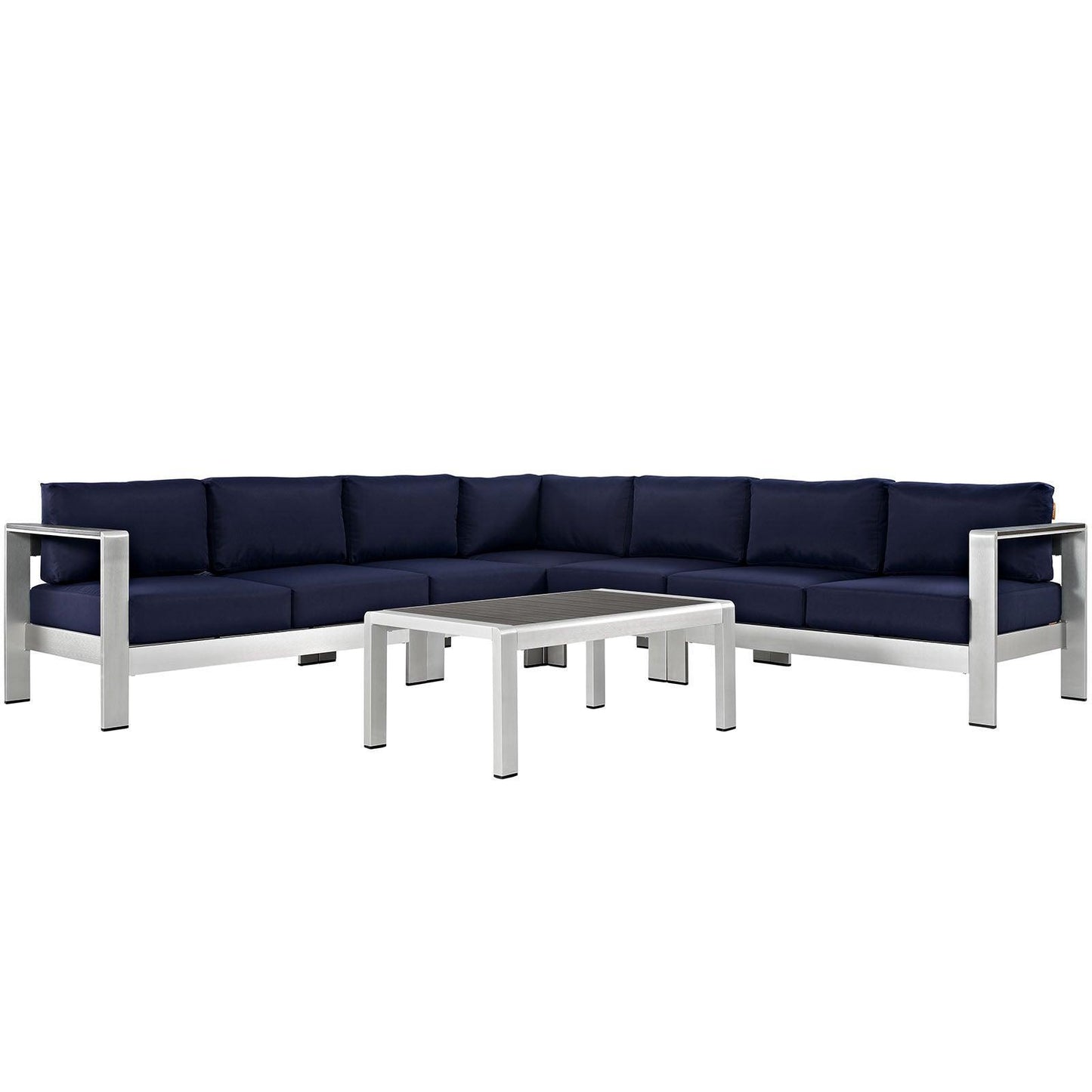 Modway Shore 6 Piece Outdoor Patio Aluminum Sectional Sofa Set, EEI-2561 FredCo