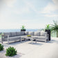 Modway Shore 6 Piece Outdoor Patio Aluminum Sectional Sofa Set, EEI-2561 FredCo